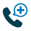 Telephone Receiver Icon with medical + in a talk bubble