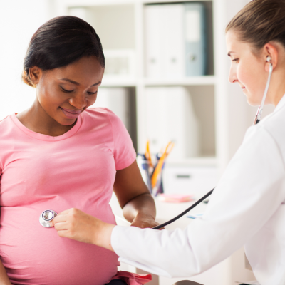 Woman getting pregnancy care